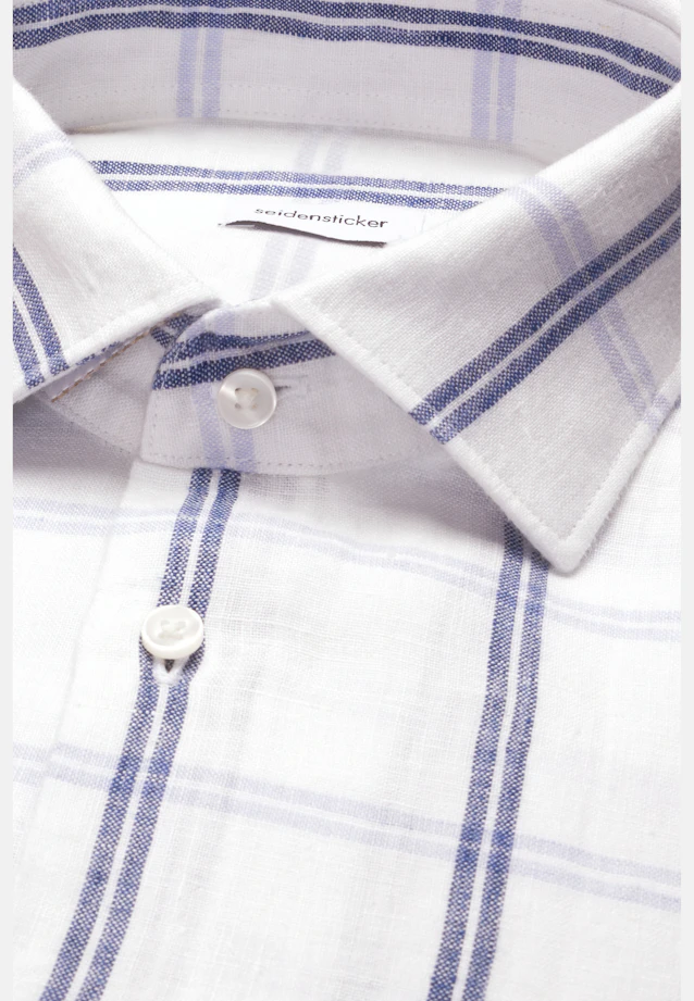 Regular Linen shirt Check in Mittelblau |  Seidensticker Onlineshop