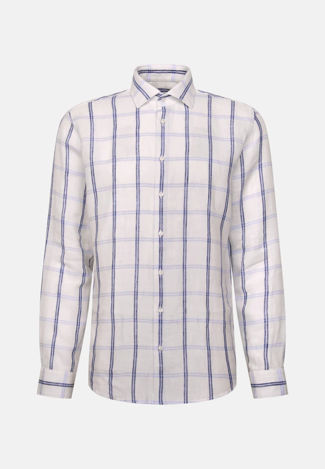 Regular Linen shirt Check in Mittelblau |  Seidensticker Onlineshop