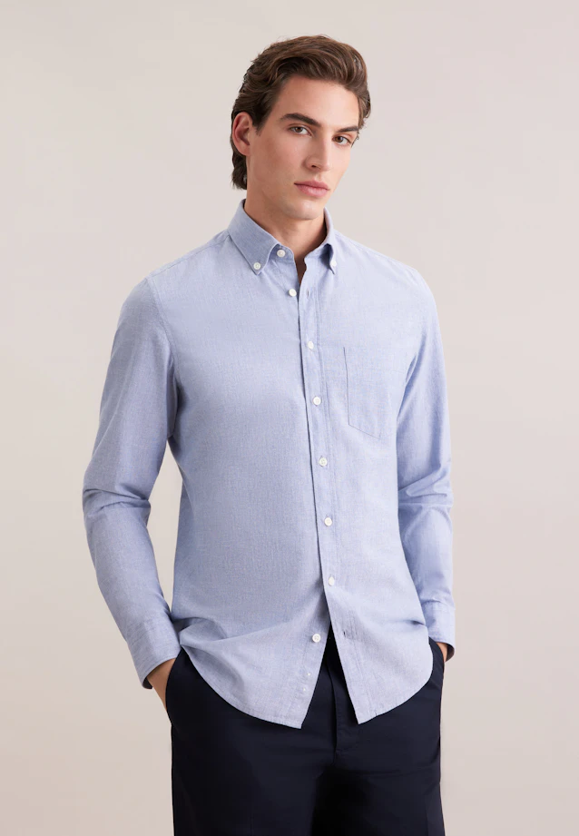 Slim Chemise en lin Uni in Bleu Clair |  Seidensticker Onlineshop