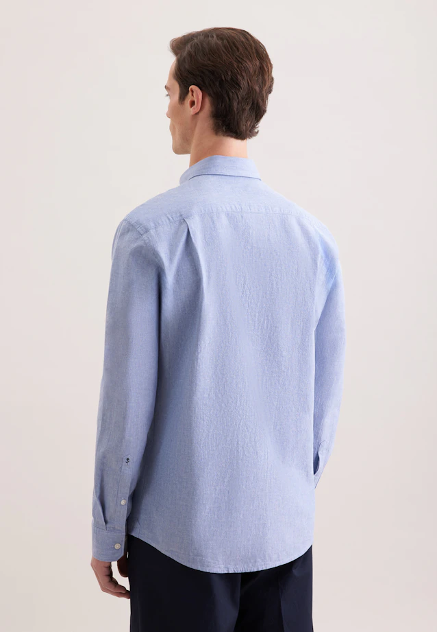 Regular Chemise en lin Uni in Bleu Clair |  Seidensticker Onlineshop