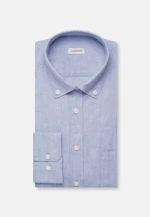 Regular Chemise en lin Uni in Bleu Clair |  Seidensticker Onlineshop