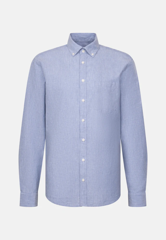 Regular Chemise en lin Uni in Bleu Clair |  Seidensticker Onlineshop