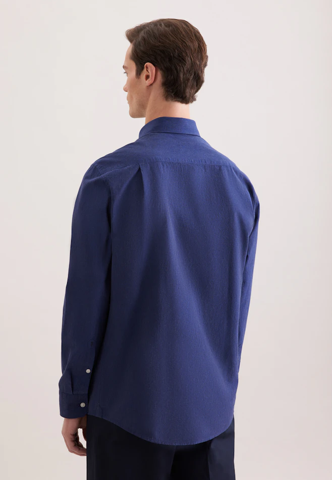 Regular Linen shirt Uni in Dunkelblau | Seidensticker online shop