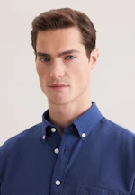 Regular Chemise en lin Uni in Bleu Foncé |  Seidensticker Onlineshop