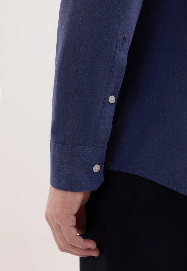 Regular Chemise en lin Uni in Bleu Foncé |  Seidensticker Onlineshop