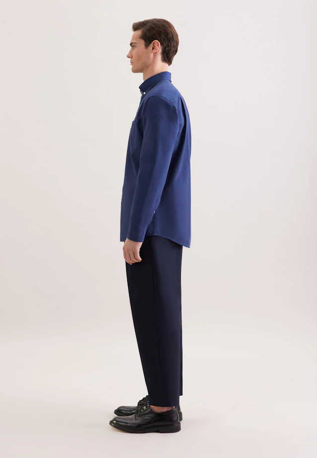 Regular Chemise en lin Uni in Bleu Foncé |  Seidensticker Onlineshop