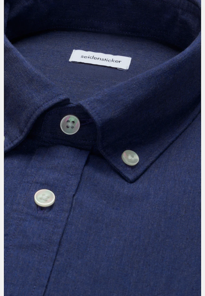 Regular Chemise en lin Uni dans Bleu Foncé | Boutique en ligne Seidensticker