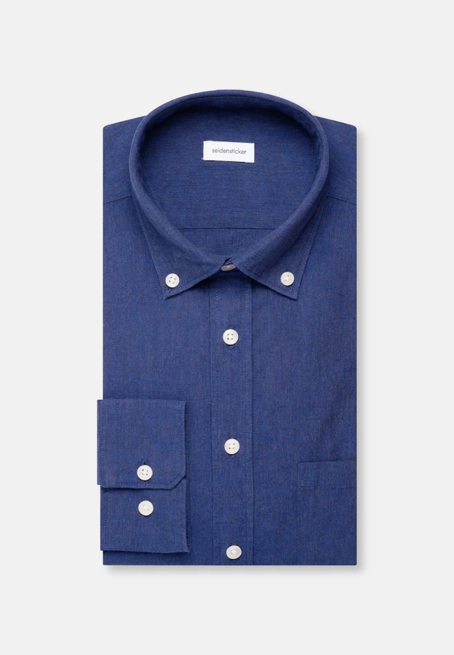 Regular Chemise en lin Uni dans Bleu Foncé | Boutique en ligne Seidensticker