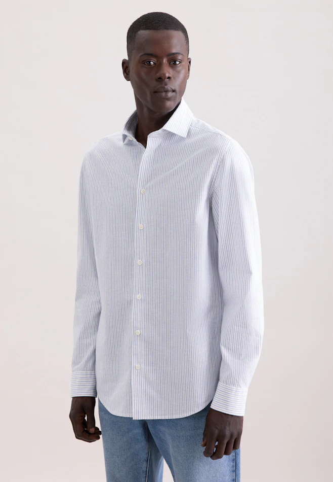 Slim Linen shirt Stripes in Hellblau | Seidensticker online shop