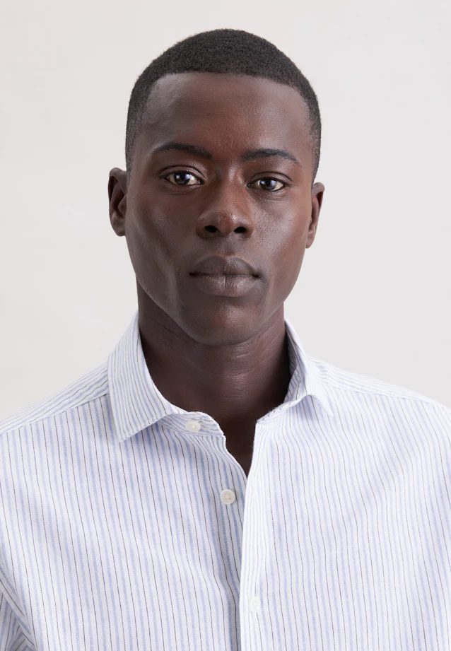 Slim Chemise en lin Rayures in Bleu Clair |  Seidensticker Onlineshop