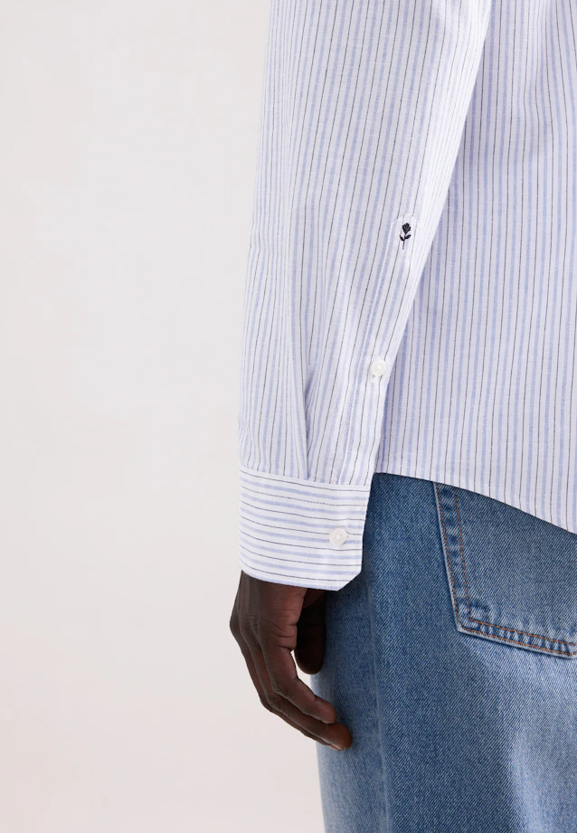 Slim Chemise en lin Rayures in Bleu Clair |  Seidensticker Onlineshop