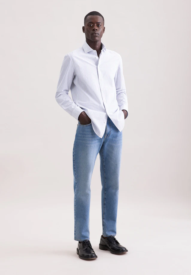 Slim Chemise en lin Rayures in Bleu Clair |  Seidensticker Onlineshop