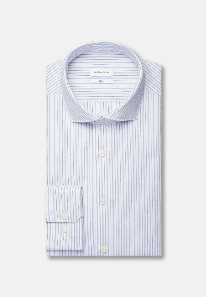 Slim Chemise en lin Rayures dans Bleu Clair | Boutique en ligne Seidensticker