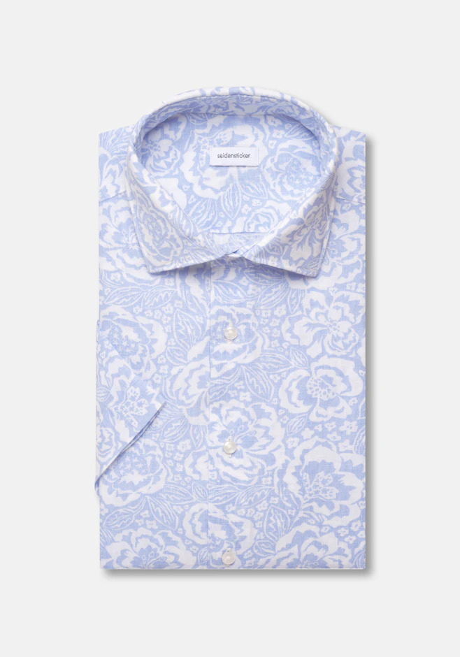Slim Leinenhemd Druck in Hellblau | Seidensticker Onlineshop