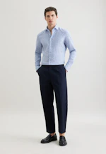 Shaped Leinenhemd Druck in Mittelblau |  Seidensticker Onlineshop