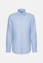 Shaped Leinenhemd Druck in Mittelblau |  Seidensticker Onlineshop