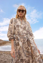 Robe tunique ludique avec des détails à volants et ceinture à la taille in Bleu Clair |  Seidensticker Onlineshop