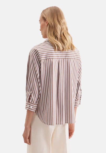 Oversized Hemdbluse mit 3/4 Arm aus Baumwoll Stretch in Braun |  Seidensticker Onlineshop
