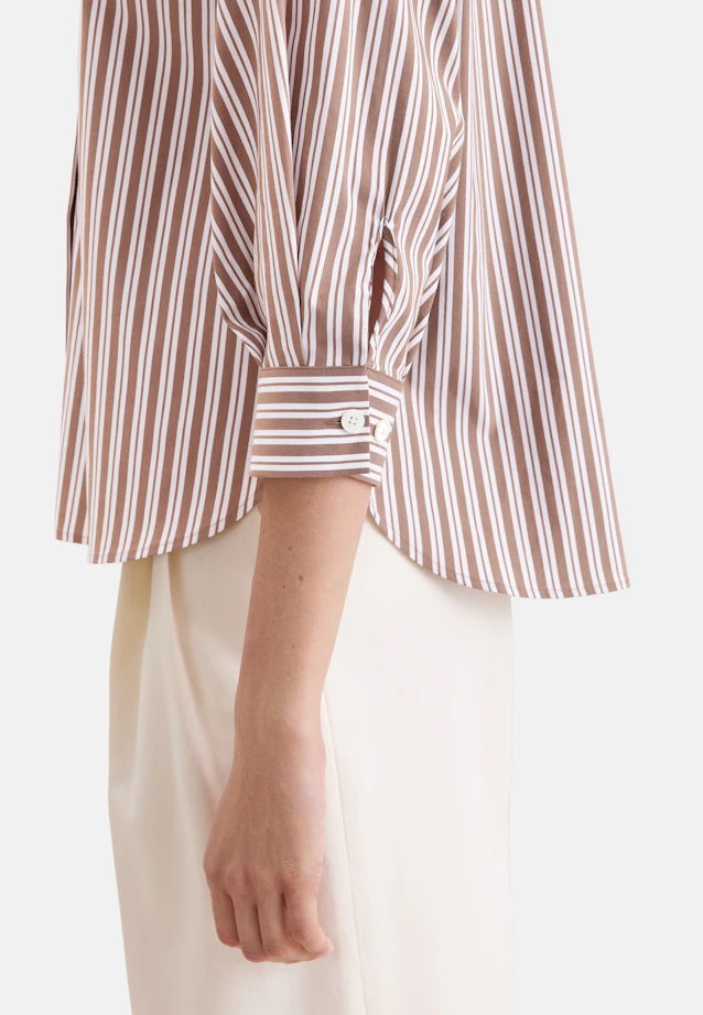 Oversized Hemdbluse mit 3/4 Arm aus Baumwoll Stretch in Braun |  Seidensticker Onlineshop
