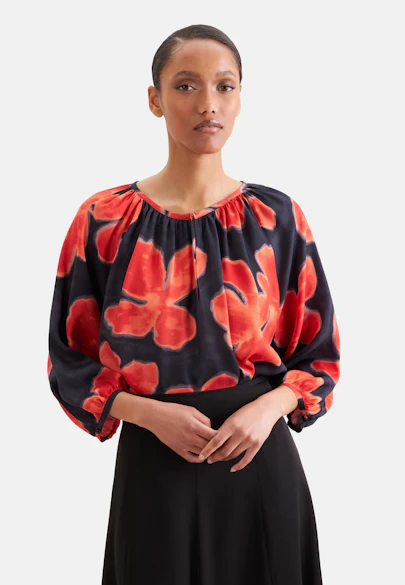 Satin tunic blouse with raglan sleeves in Schwarz |  Seidensticker Onlineshop