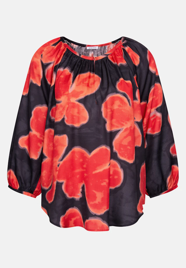 Satin tunic blouse with raglan sleeves in Schwarz |  Seidensticker Onlineshop