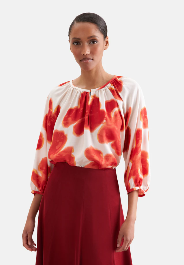 Satin tunic blouse with raglan sleeves in Weiß |  Seidensticker Onlineshop