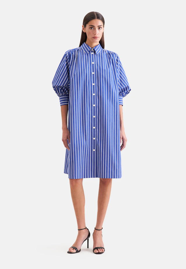 Hemdblusenkleid mit 3/4 Arm in Mittelblau |  Seidensticker Onlineshop