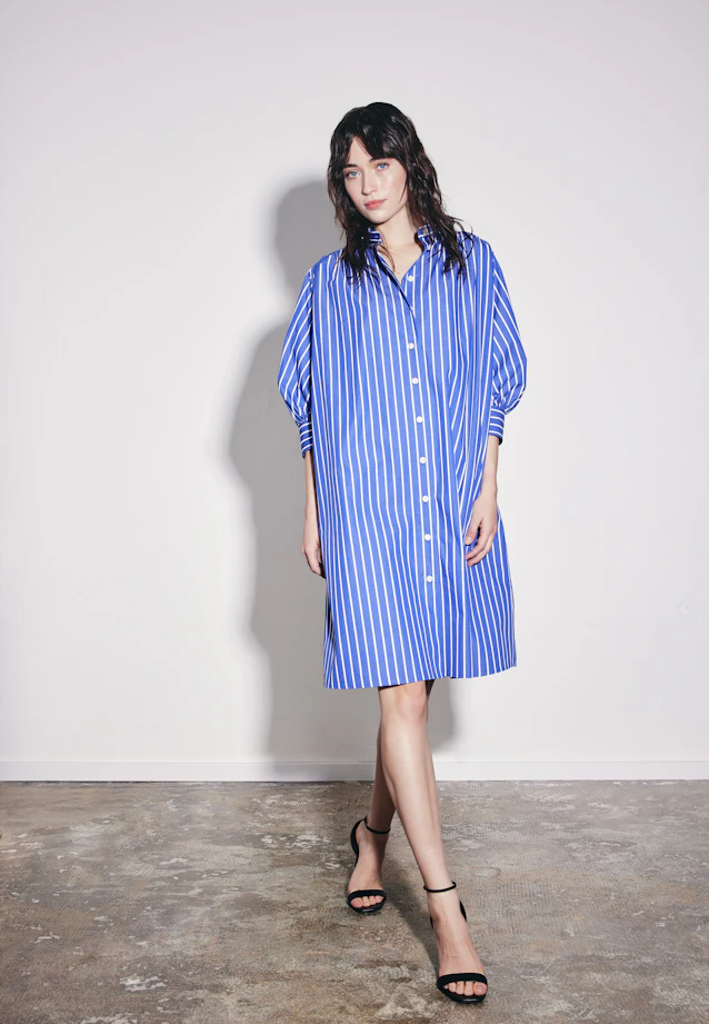 Hemdblusenkleid mit 3/4 Arm in Mittelblau |  Seidensticker Onlineshop