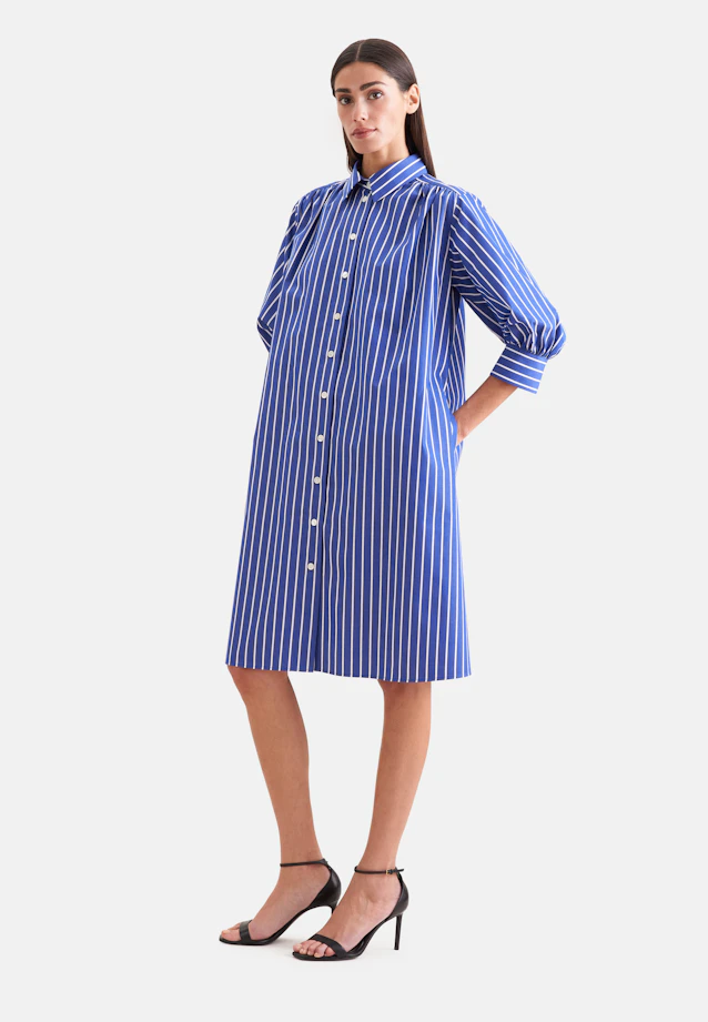 Hemdblusenkleid mit 3/4 Arm in Mittelblau |  Seidensticker Onlineshop