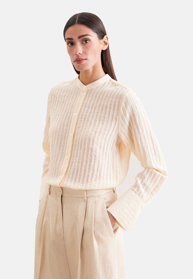 Semitransparente Stehkragenbluse mit hoher Manschette in Gelb | Seidensticker Onlineshop