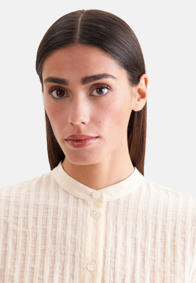 Semitransparente Stehkragenbluse mit hoher Manschette in Gelb |  Seidensticker Onlineshop