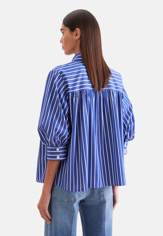 Hemdbluse mit 3/4 Volumenärmel in Mittelblau |  Seidensticker Onlineshop