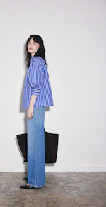 Hemdbluse mit 3/4 Volumenärmel in Mittelblau |  Seidensticker Onlineshop