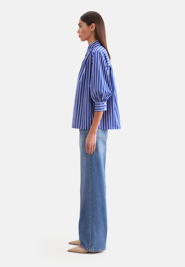 Hemdbluse mit 3/4 Volumenärmel in Mittelblau |  Seidensticker Onlineshop