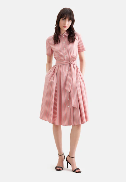 Robe-chemise avec jupe flottante en coton extensible, coupe moulante in Rose Fuchsia |  Seidensticker Onlineshop