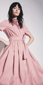 Hemdblusenkleid mit schwingendem Rock aus Baumwoll Stretch, slim fit in Rosa |  Seidensticker Onlineshop