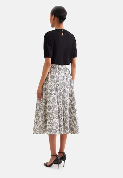 Jupe large à large porte-ceinture en satin de coton in Blanc |  Seidensticker Onlineshop
