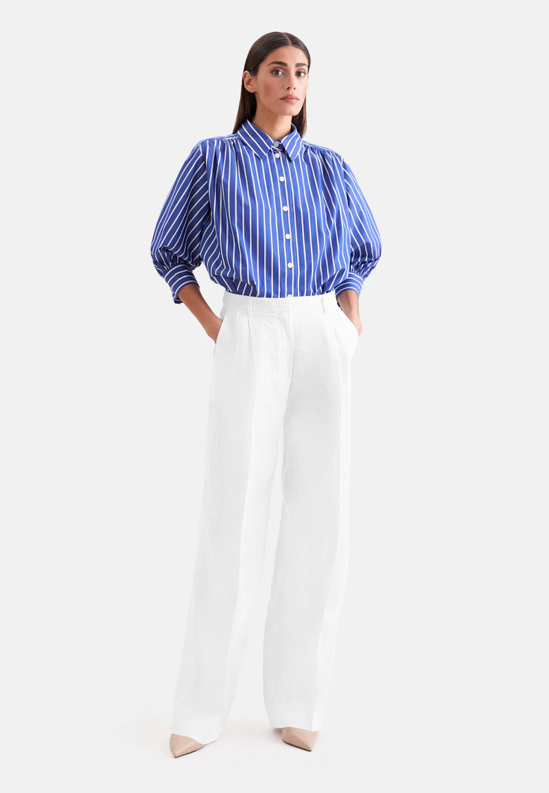 Pantalon plissé en 100 % lin