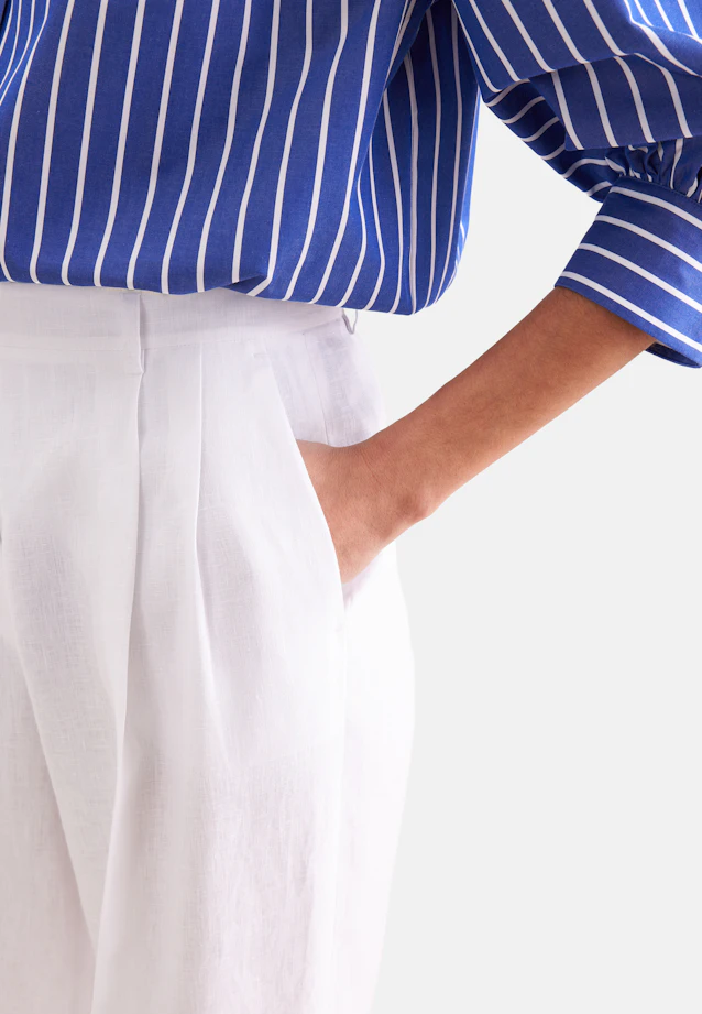 Pleated trousers made of 100% linen in Weiß |  Seidensticker Onlineshop