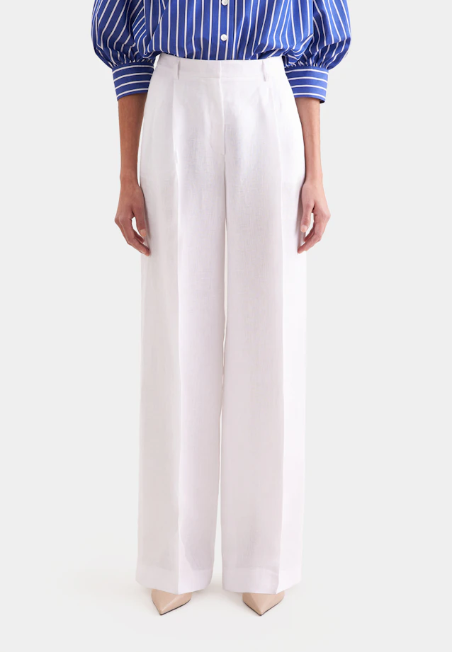 Pleated trousers made of 100% linen in Weiß |  Seidensticker Onlineshop
