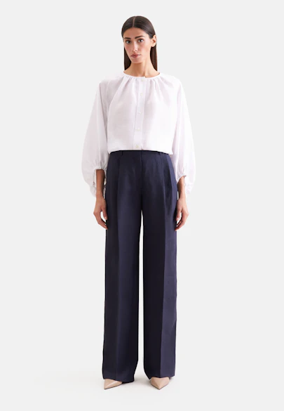 Pantalon plissé en 100 % lin in Bleu Foncé |  Seidensticker Onlineshop