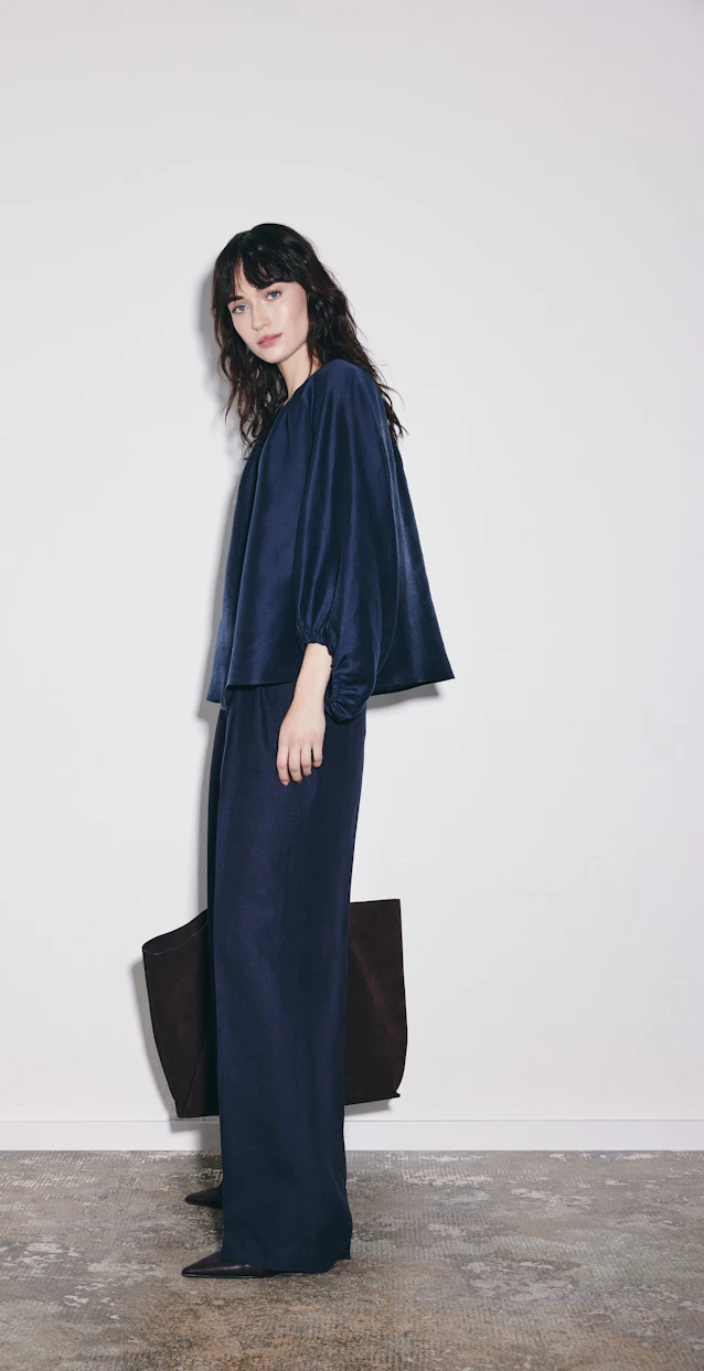 Pantalon plissé en 100 % lin in Bleu Foncé |  Seidensticker Onlineshop