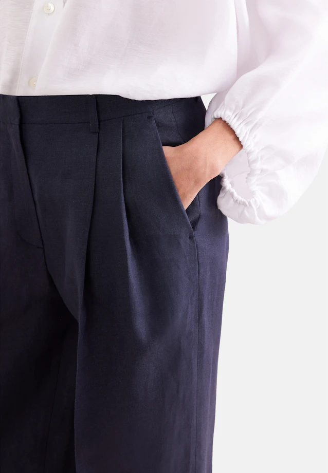 Pantalon plissé en 100 % lin in Bleu Foncé |  Seidensticker Onlineshop
