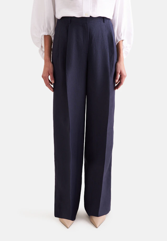 Bundfaltenhose aus 100% Leinen in Dunkelblau |  Seidensticker Onlineshop