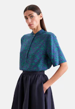 Satin stand-up collar blouse in A-line in Dunkelblau |  Seidensticker Onlineshop
