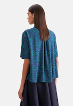 Satin stand-up collar blouse in A-line in Dunkelblau |  Seidensticker Onlineshop