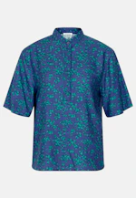 Satinierte Stehkragenbluse in A- Linie in Dunkelblau |  Seidensticker Onlineshop