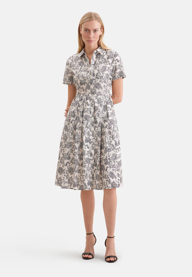 Hemdblusenkleid mit schwingendem Rock aus Baumwollsatin, slim in Weiß |  Seidensticker Onlineshop