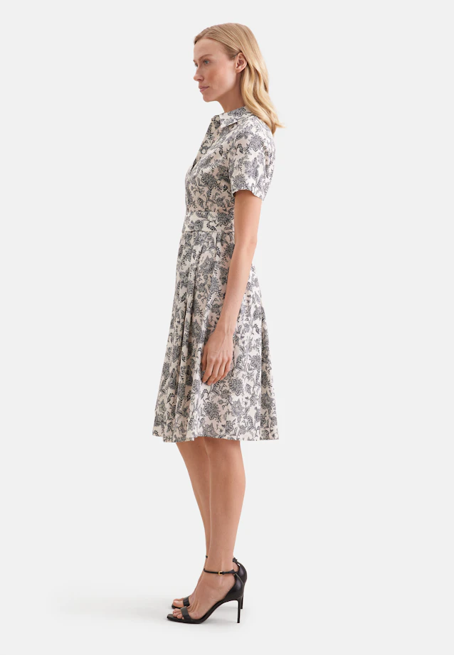Hemdblusenkleid mit schwingendem Rock aus Baumwollsatin, slim in Weiß |  Seidensticker Onlineshop