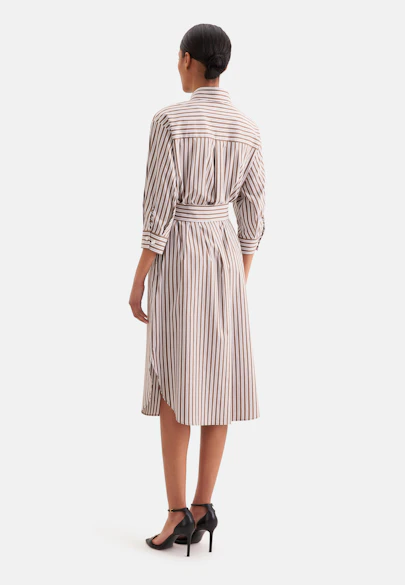 Robe-chemise oversize avec manches 3/4 et ceinture taille en coton extensible in Marron | Seidensticker Onlineshop